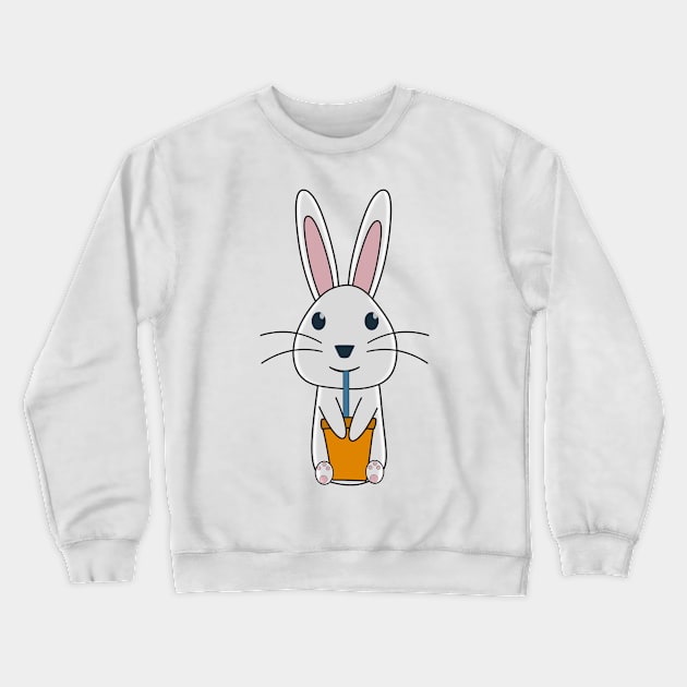 Rabbit Drinking Carrot Juice Crewneck Sweatshirt by Mad&Happy